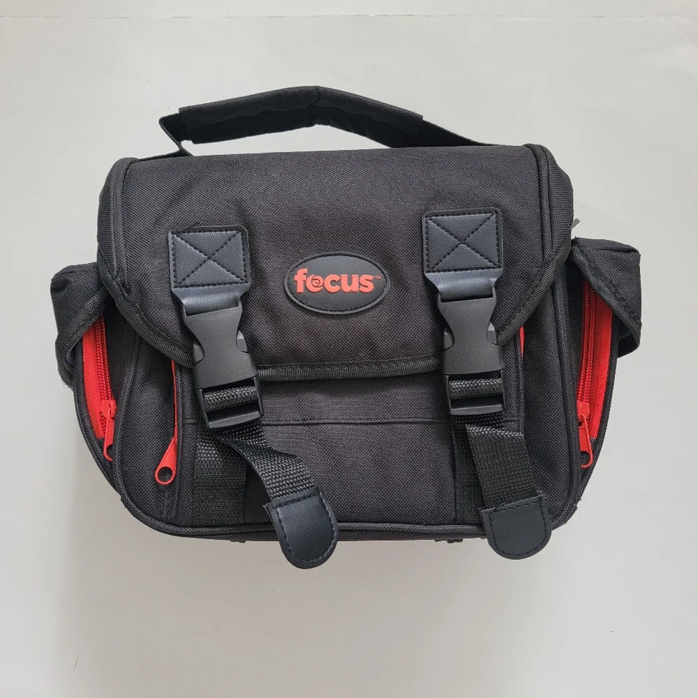 Focus Small DSLR Camera Bag Shoulder Black Pockets NWOT